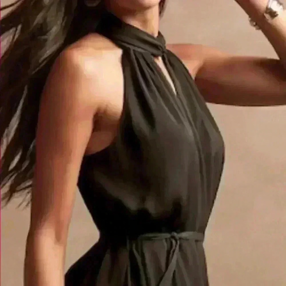 Banana Republic Twist-Neck Satin Midi Dress - Picture 2 of 7